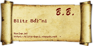 Blitz Béni névjegykártya